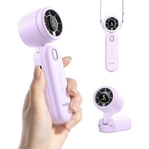 Diveblues iTurbo Ventilatore portatile - Mini pieghevole e ricaricabile, 5 velocità, display LED, flusso d'aria potente, ventilatore USB leggero per viaggi, spiaggia, lavoro e attività all'aperto