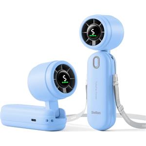 Diveblues iTurbo Ventilatore portatile - Mini pieghevole e ricaricabile, 5 velocità, display LED, flusso d'aria potente, ventilatore USB leggero per viaggi, spiaggia, lavoro e attività all'aperto