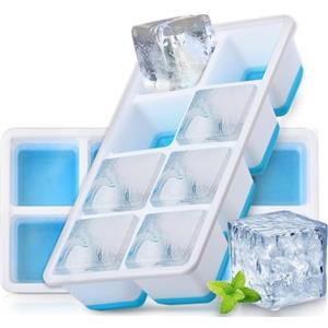 FURNSII Stampi per Ghiaccio Grande con Coperchio, 2 Pezzi Stampo Cubetti di Ghiaccio Silicone senza BPA e Impilabile, Forma Vaschetta Ghiaccio Stampo Portaghiaccio Cubetti Ice Cube Tray