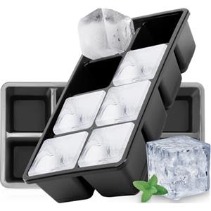 Furnsii 2 Pezzi Grande Ghiaccio Stampo, Furnsii XXL Stampo Cubetti Ghiaccio Silicone Con Coperchio, Senza BPA - Per Whisky, Cocktail, Cioccolato, Alimenti Per Bambini (nero)