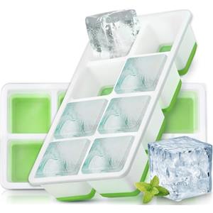 FURNSII Stampi per Ghiaccio Grande con Coperchio, 2 Pezzi Stampo Cubetti di Ghiaccio Silicone senza BPA e Impilabile, Forma Vaschetta Ghiaccio Stampo Portaghiaccio Cubetti Ice Cube Tray
