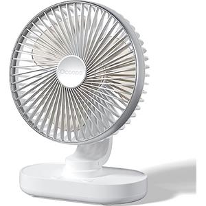 OCOOPA Ventilatore da Tavolo, Ventilatore USB Silenziosa Auto Oscillante di 16cm, 4 Velocità Sistema Raffreddante da Tavolo, Batteria Ricaricabile a USB di 4000 mAh, per Casa, Ufficio, Argento