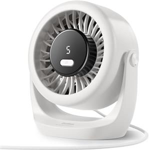 Diveblues Ventilatore da Scrivania USB, Mini Ventilatore Ultra Silenzioso, Potente, Display LED, 5 Velocità, Rotazione 360°, Portatile per Casa, Ufficio & Esterno - TurboBreeze