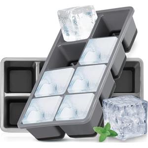 FURNSII Stampi per Ghiaccio Grande con Coperchio, 2 Pezzi Stampo Cubetti di Ghiaccio Silicone senza BPA e Impilabile, Forma Vaschetta Ghiaccio Stampo Portaghiaccio Cubetti Ice Cube Tray