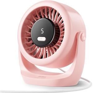 Diveblues Ventilatore da Scrivania USB, Mini Ventilatore Ultra Silenzioso, Potente, Display LED, 5 Velocità, Rotazione 360°, Portatile per Casa, Ufficio & Esterno - TurboBreeze