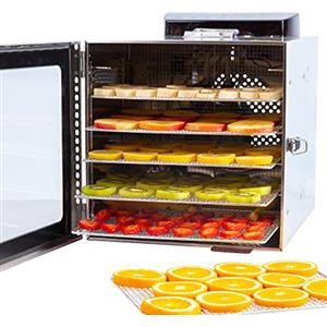 Vita5 Nobel S Essiccatore Alimentare con 6 Vassoi in Acciaio Inox - Essicatore Frutta e Verdura 24 Ore Timer - Disidratatore Alimenti Temperatura Regolabile 30-75°C - 400W Essiccatore da Casa in Inox