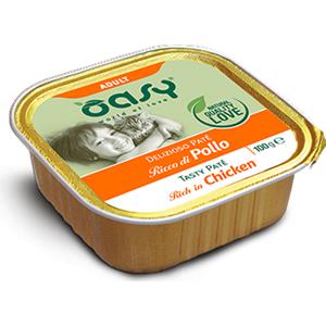 Oasy Delizioso Paté Pollo 100g - Cibo Umido Completo per Gatti Adulti, Senza Cereali e Altamente Digeribile