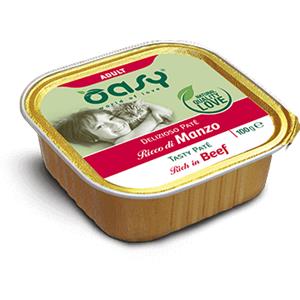 Oasy Delizioso Paté Manzo 100g - Cibo Umido Completo per Gatti Adulti, Senza Cereali e Altamente Digeribile