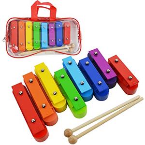 A-Star Colorful Chime Bar Set di 8 Xilofono Soprano Diatonico Arcobaleno Glockenspiel con Due Battitori di Legno in Borsa per il Trasporto - C6 a C7