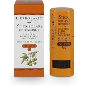 L'Erbolario Stick Solare Viso e Corpo SPF 50 - Cera di Riso e Macadamia - Resistente all'Acqua - 8 ml