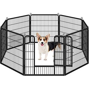 Yaheetech Recinto per Cani 8 Pannelli 80 x 80 cm da Interno Esterno Box Kennel Gatti Conigli Animali Cuccioli Recinzione per Casa Giardino Taglia Grande in Ferro Pieghevole Portatile