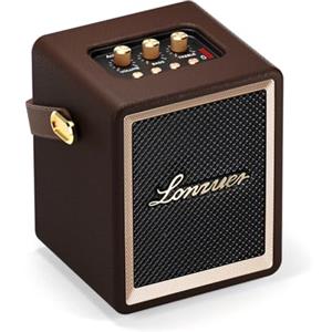 Lonzuer Generico Altoparlante-Bluetooth Portatile, Casse Stereo da 40 W, Cassa Bluetooth in legno stile vintage di Grande Capacità da 5000 mAh, Adatto per Esterni, Casa, feste,Spiaggia, Viaggi (Marrone)