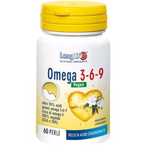 LongLife Omega 3-6-9 Vegan 750 mg - Integratore Alimentare in 60 Perle Vegetali per la Salute Cardiaca