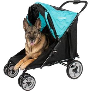 Innopet Carrello per cani Innopet Mamut grande formato blu - Supporta fino a 50 kg - Copertura antipioggia inclusa - Pieghevole con una sola mano - Ruote anteriori piroettanti, Per cani media e grande