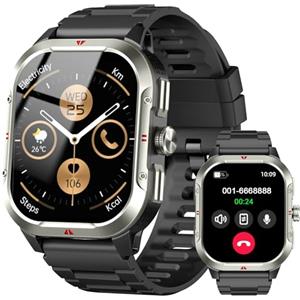 Jugeman GPS Smartwatch Uomo Donna, 2.06" HD Orologio Smartwatch con Chiamate Bluetooth, Cardiofrequenzimetroi/Sonno/SpO2/Contapass, 100+ Sportive Smart Watch, Notifiche, IP68 Fitness Tracker per iOS Android