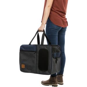 TRIXIE Zaino e Trasportino Tara 2 in 1 - Grigio e Blu, 25 × 38 × 50 cm, con Spallacci Riponibili e Fibbia di Sicurezza