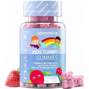 Novomins Probiotici Bambini Gommose - Benessere Intestinale & Sostegno Delle Difese - Fermenti Lattici Con Vitamina D & Calcio - Vegetariano - 30 Gommose - Novomins