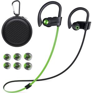 NUASI Cuffie Bluetooth senza fili con Bluetooth 5.3, bassi profondi, isolamento acustico, impermeabilità IPX7, per corsa, sport, lavoro, colore verde