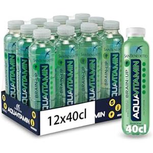 San Benedetto Aquavitamin BRAIN-UP Gusto Kiwi, Mela e Melograno, Bevanda con alto contenuto di Vitamina C, Vitamine in Acqua Minerale, 12x400 ml