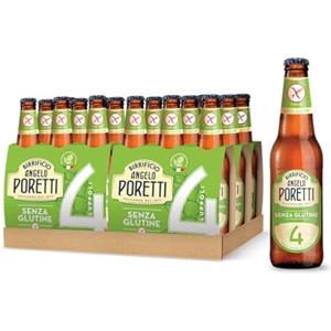 Birrificio Angelo Poretti Birra 4 Luppoli SENZA GLUTINE, Cassa con 24 Bottiglie da 33cl, Birra Lager Senza Glutine, Gusto Delicato, Gradazione Alcolica 4.8% Vol