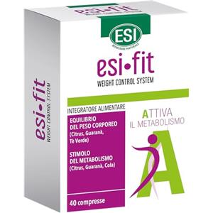 ESI Fit Attiva, Integratore Alimentare con Carnitina e Guaranà, Favorisce il Controllo del Peso Corporeo, Contiene Caffeina, Senza Glutine e Vegano, 40 Compresse