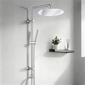 Görbach Colonna Doccia Acciaio Inox Senza Miscelatore Fori Muro Regolabili Colonna Doccia idromassaggio senza Miscelatore Set Doccia a Pioggia Con Soffione e Doccetta a Mano Tondo 30cm