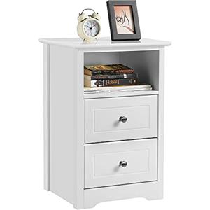 Yaheetech Comodino Camera da Letto con Cassetti 40 x 35 x 60 cm Tavolino Lato Bianco Cassettiera Moderno Organizzatore Porta Oggetti