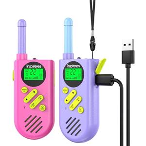 Inspireyes Walkie-Talkie Bambini Ricaricabili, 48 Ore di Orario di Lavoro, 3 Chilometri di Lungo Raggio, Regali di Compleanno per Ragazzi Ragazze, Giocattoli da Esterno per Bambini di 3-12 Anni