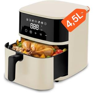 Avilia - Friggitrice ad Aria Digitale Frya 4,5 L - Potenza 1200W, Timer 60 Minuti, Temperatura Regolabile 80-200°C, 7 Programmi di Cottura, Senza Olio (Beige)