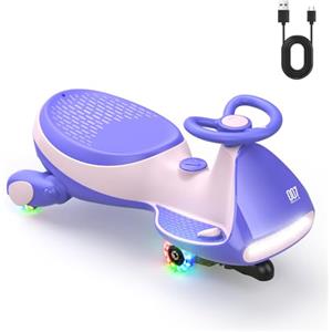 FanttikRide N7 Pro 12V Macchina Elettrica per Bambini 2 in 1 con Sterzo 360° - Auto Elettrica con Ricarica Type-C, 2 Velocità, Luci LED, Bluetooth e Antiribaltamento, Giocattolo 3-8 Anni, Rosa.