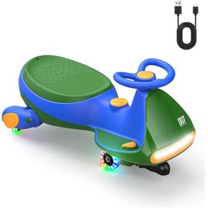 FanttikRide N7 Pro 12V Macchina Elettrica per Bambini 2 in 1 con Sterzo 360° - Auto Elettrica con Ricarica Type-C, 2 Velocità, Luci LED, Bluetooth e Antiribaltamento, Giocattolo 3-8 Anni, Blu-verde.