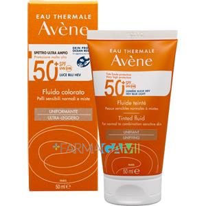 Avène Fluido Colorato SPF 50 50ml - Protezione Solare per Pelli Sensibili con Effetto Tocco Secco