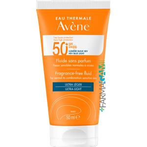 Avène Fluido Solare Viso SPF 50 Senza Profumo - Protezione Molto Alta per Pelli Sensibili - 50 ml