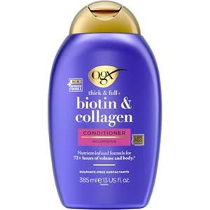 OGX Balsamo Thick & Full + Biotin & Collagen, Balsamo volumizzante capelli con Biotina e Collagene, Trattamento capelli fini dall'effetto rinforzante per una chioma corposa e sana, 385 ml