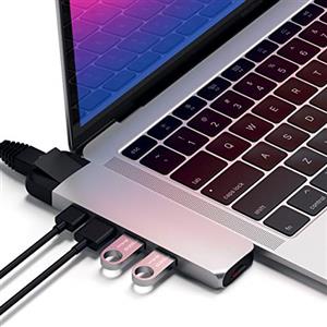 Satechi Adattatore Hub Pro Type-C con Ethernet - HDMI 4K, USB-C PD, Ethernet Gigabit, USB 3.0, Slot per Scheda Micro SD - Per MacBook Pro/Air M2 / M1 (Argento)