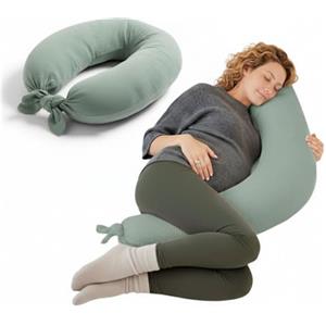 Jane Jané Cuscino per Allattamento XXL e Gravidanza, Cuscino per Dormire e Riposo, Fodera 100% Cotone Mussola, Verde