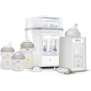 Chicco Starter Set Neonato, Sterilizzatore Elettrico, Scaldabiberon e Kit Biberon, Include 3 Biberon Natural Feeling Con Tettarella In Morbido Silicone, ‎Idee Regalo Nascita 0 Mesi