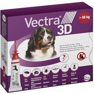 VECTRA 3D Antiparassitario per Cane 3 Pipette Antipulci Antizecche e Antizanzare per cani XL oltre i 40 kg Protegge da Pulci Zecche Flebotomi e Mosche