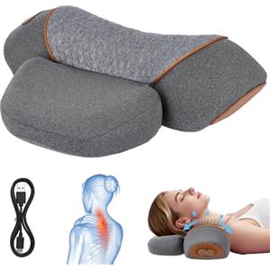 Drepint Massaggiatore Cervicale con Riscaldamento, 3-in-1 Massaggiatore Posteriore e Cervicale con Vibrazione e Trazione, Massaggiatore Spalle Per Alleviare Il Dolore Dei Tessuti Profondi, Grigio