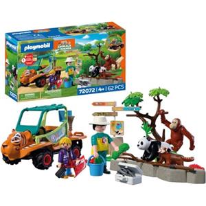 PLAYMOBIL Zoo Guardiano di Zoo con Veicolo a Testa di Tigre e 3 Animali - Giocattolo per Bambini dai 4 Anni