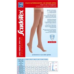Scudotex Calze Autoreggenti 140 Denari Punta Aperta Maglia a Rete Unisex con Compressione Medio-Forte