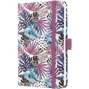 SIGEL J5354 Jolie Agenda settimanale 2025, motivo Violet Jungle Fever, 9,5 x 15 cm, copertina rigida, 174 pagine, viola, bacca, blu