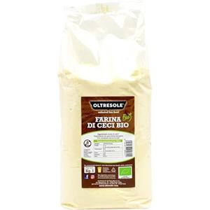 Oltresole, Farina Italiana di Ceci Biologici 1 Kg, Farina Senza Glutine 100% di Legumi Italiani, Ricca di Proteine e a Basso Contenuto di Carboidrati, Ideale per Ricette Salutari, Vegan