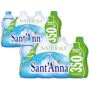 Sant'Anna Acqua Sant'Anna Pack 0,35L Naturale | bottiglie formato da borsetta | Acqua Minerale Naturale Oligominerale Minimamente mineralizzata | Bottiglie di Plastica 100% Riciclabile (2, Pack 24 bottiglie)
