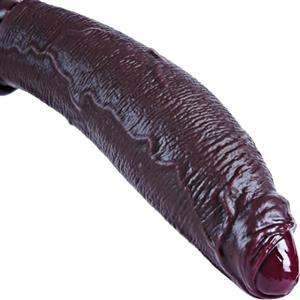 Umania Dildo gigante extra spesso da 8 cm di diametro, dildo con prepuzio extra large da 33 cm,silicone nero a doppia densità,potente ventosa, pene non circonciso extra lungo XXXL, sex toy per utenti esperti
