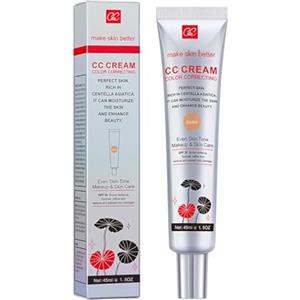 Jimklpy CC Crema alla Centella, Crema Corretrice del Colore con Acido Ialuronico e SPF 25, Fondotinta CC Cream, Dull Correct Viso Illuminante, Idratante, Lunga Durata e Adattabile al Tono