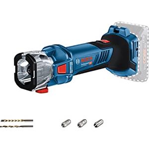 Bosch Professional 18V System Fresatrice a batt. GCU 18V-30 (mot.brushless 30.000 giri/min,incl. 3 pinze, adattatore aspir.,1 fresa elicoidale 1/8" e 1 punta multifun. 1/8", senza batt./caricabatt.)