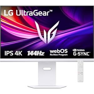 LG UltraGear 32G810SA Monitor Gaming 32, UHD 4K, IPS 1ms, 144Hz, Funzioni Smart con webOS 24, HDR 400, G-Sync Compatible, AMD FreeSync Premium, VRR, Speaker 14W, HDMI 2.1, USB-C, WiFi, BT, Bianco