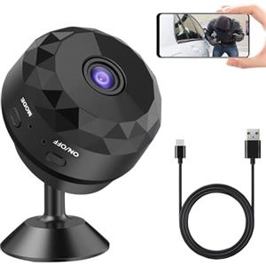 Atshld Mini Telecamera 1080P HD Senza Fili con WiFi - Telecamera di Sorveglianza Compatta con Audio e Video in Tempo Reale, Batteria a Lunga Durata, Supporto Magnetico 360° per Interni/Esterni