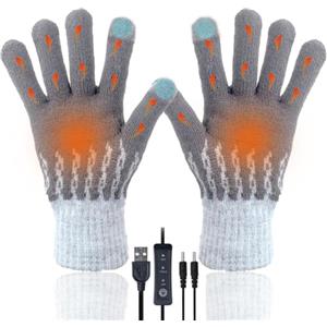 Mahiot Guanti riscaldati USB per uomo e donna, guanti invernali caldi per mani, guanti per laptop touchscreen, guanti riscaldanti in maglia, guanti termici regolabili (Grigio)